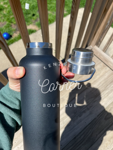 Blank powder coated black 20 oz skinny water bottle tumbler