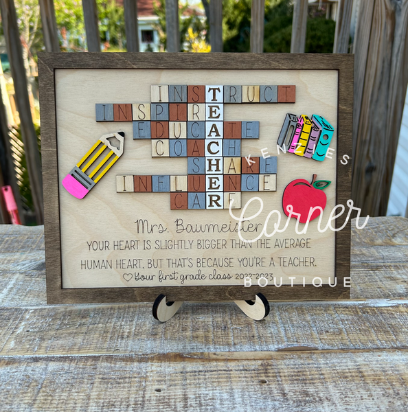 Teacher scrabble sign