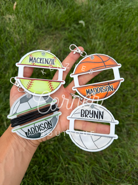 Blank Acrylic scrunchi ponytail holder bag tag
