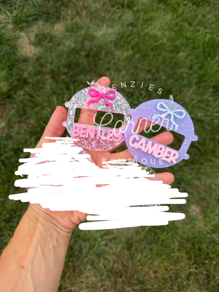 Customized Hair tie pony holder 3D acrylic bag tags (ONLY THE TWO OPTIONS IN THE PHOTO)