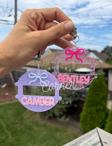 Customized Hair tie pony holder 3D acrylic bag tags (ONLY THE TWO OPTIONS IN THE PHOTO)