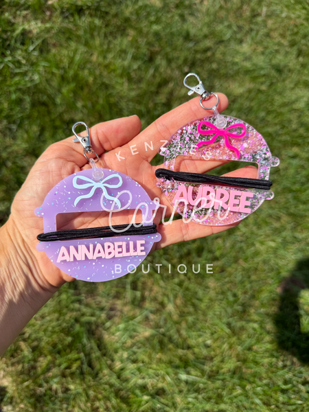 Customized Hair tie pony holder 3D acrylic bag tags (ONLY THE TWO OPTIONS IN THE PHOTO)