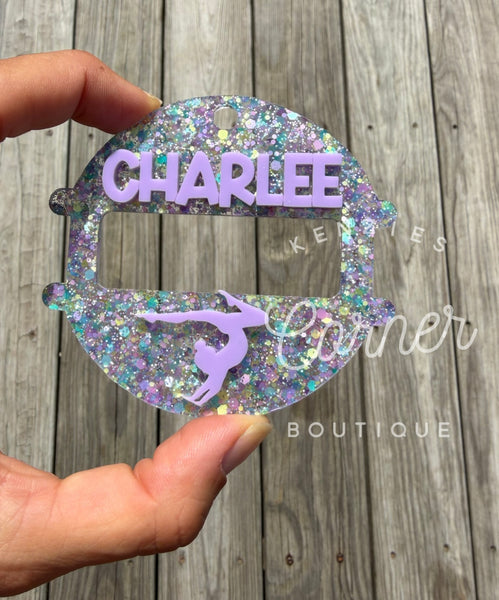 Customized Hair tie pony holder 3D acrylic bag tags