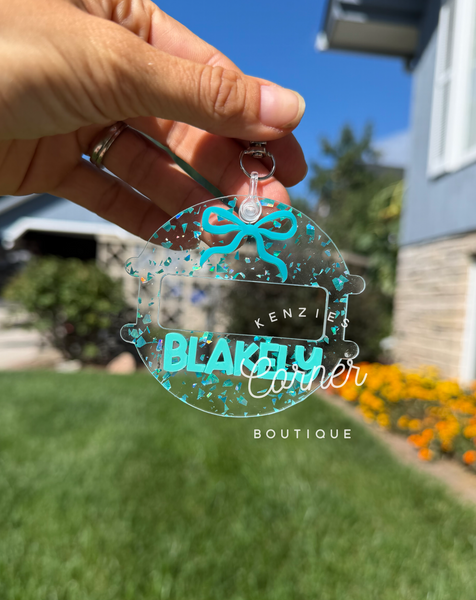 Customized Hair tie pony holder 3D acrylic bag tags
