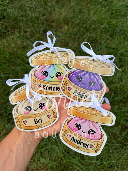 Customized dumpling ornament or bag tag