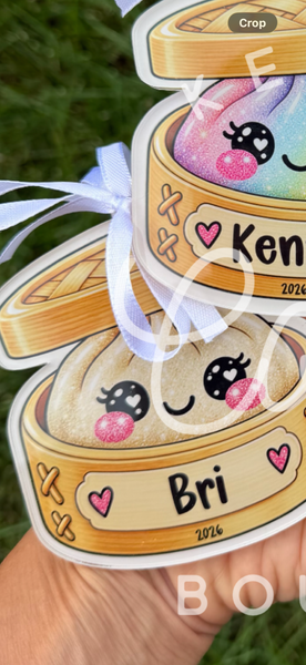 Customized dumpling ornament or bag tag