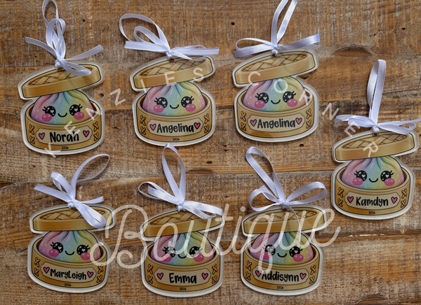 Blank acrylic dumpling ornament or bag tag