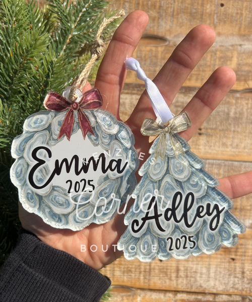 Blank Acrylic Oyster wreath or tree ornaments