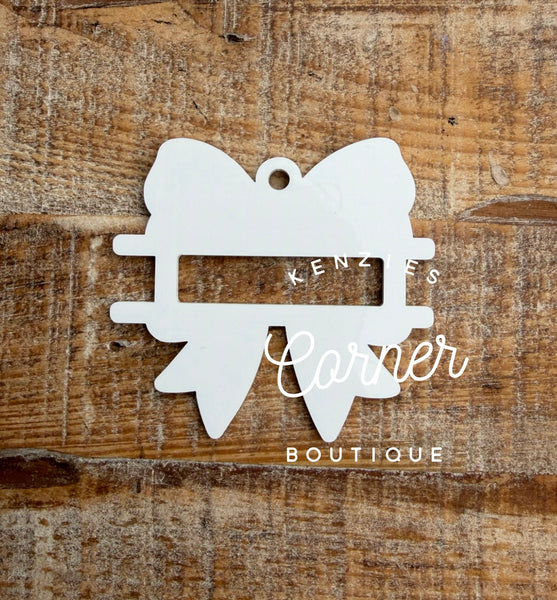 Blank Acrylic scrunchi ponytail holder Bow bag tag