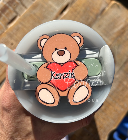 Blank Acrylic 40 oz name plate topper teddy bear TWO PIECES