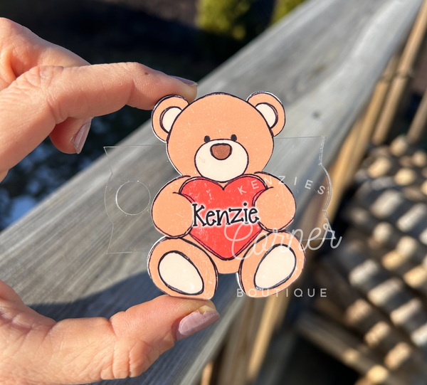 Blank Acrylic 40 oz name plate topper teddy bear TWO PIECES