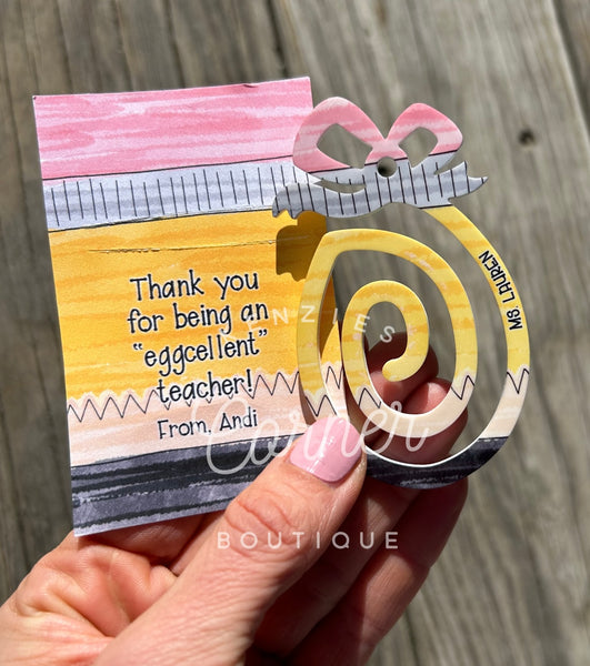 Customized Acrylic paper clip bookmark Egg with pencil design