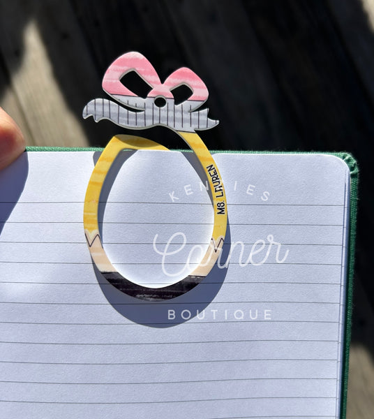 Customized Acrylic paper clip bookmark Egg with pencil design