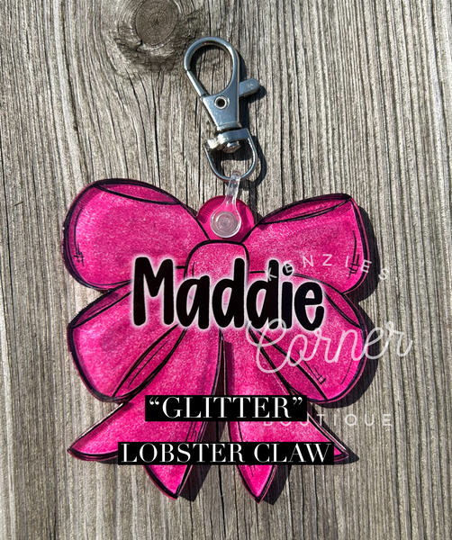 Customized colors and softball BOW bag tag