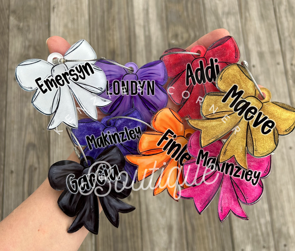 Customized colors and softball BOW bag tag