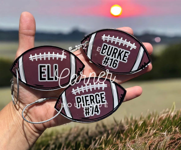 Customized Sport bag tag softball, basketball, baseball, soccer, volleyball, golf, football