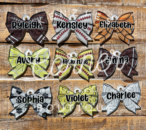 Blank Acrylic sports bow bag tag MM