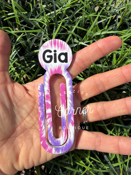 Blank Acrylic paper clip bookmark / bag clip paperclip circle top