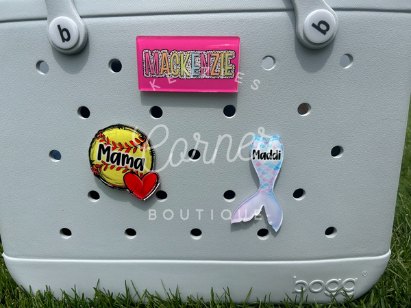Blank Acrylic long rectangle bag tag or charm