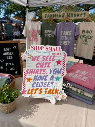 Completed Acrylic small shop boutique vendor sign