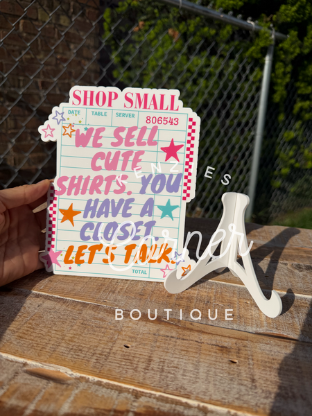 Completed Acrylic small shop boutique vendor sign