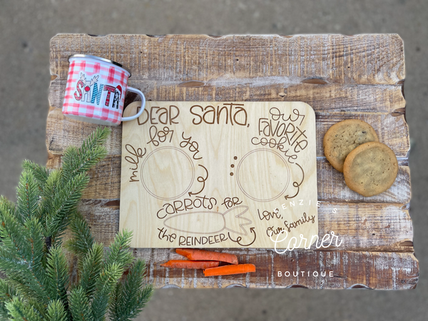 Wood engraved Santa tray