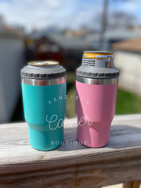 Blank powder coated 4-in-1 can cooler tumbler
