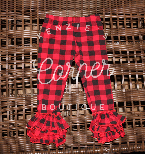 Buffalo Plaid bell ruffle pants