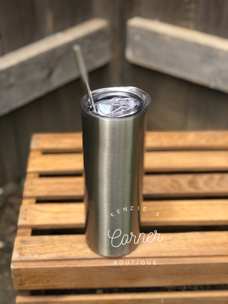 Blank 20 ounce SILVER straight skinny tumblers for sublimation