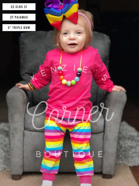 Rainbow and hot pink pajamas (B13)