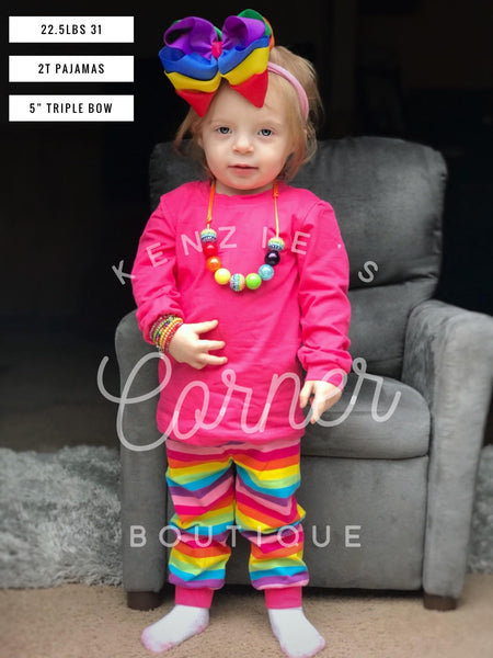 Rainbow and hot pink pajamas (B13)