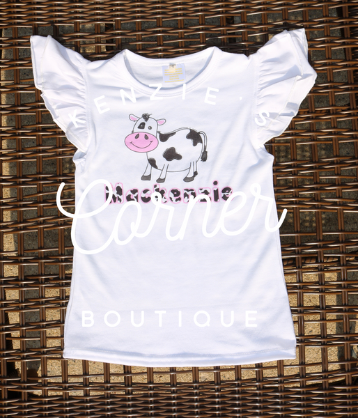 Blank Sublimation Child White short sleeve ruffle top