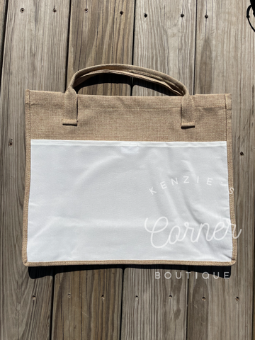 Blank burlap and white sublimation tote bag (large and medium size)