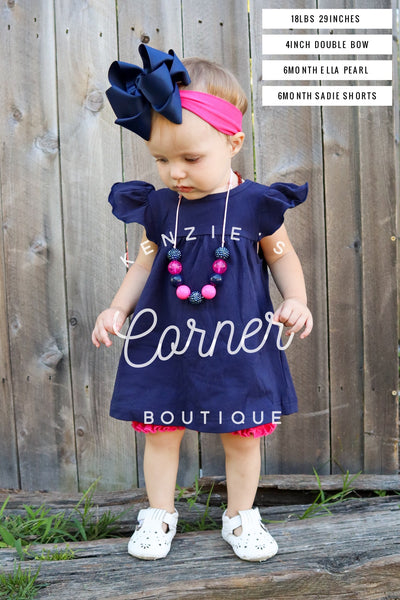 Navy Ella pearl dress