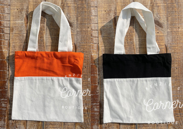 Blank orange or black unlined top sublimation canvas tote bag