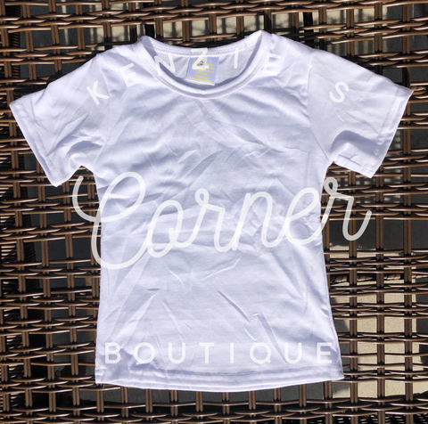 Blank Sublimation Child White Plain short sleeve white FLAWED top