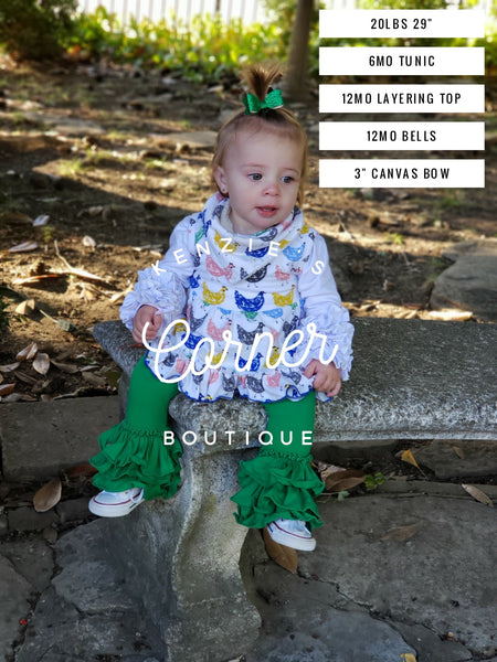 Green bell ruffle pants