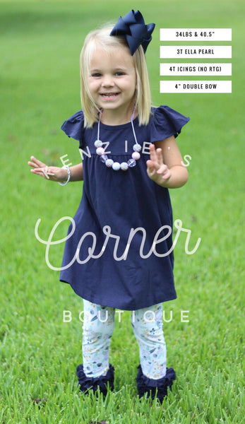 Navy Ella pearl dress