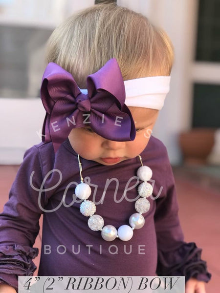 Amethyst 4 inch bow 2 inch ribbon