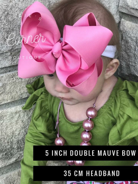 Mauve 5 inch double bow